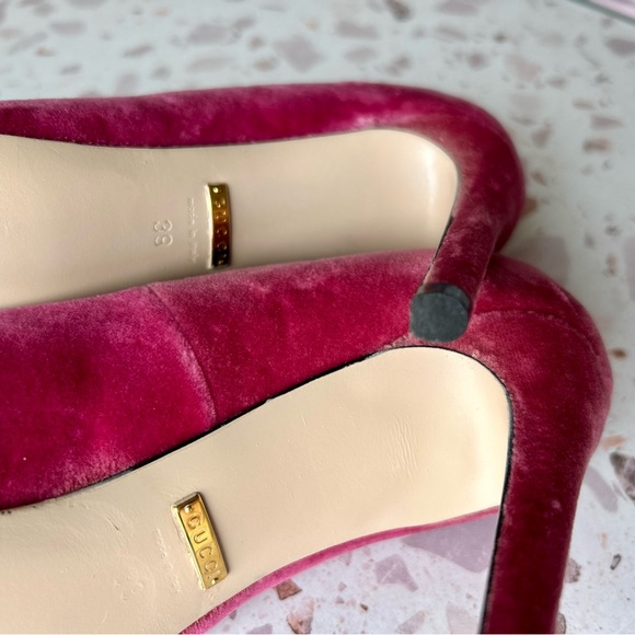 Gucci Pink Velvet Heels 474467  39  0 5 M - Picture 10 of 13